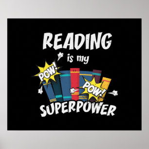 Póster Reading Is My Superpower Book Bookworm