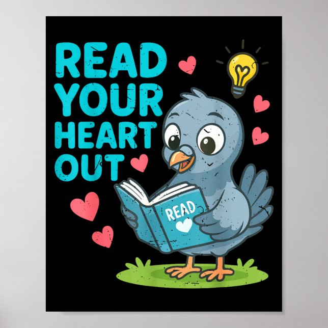 Póster Reading Teacher Valentine Day Read Your Heart Out  (Frente)