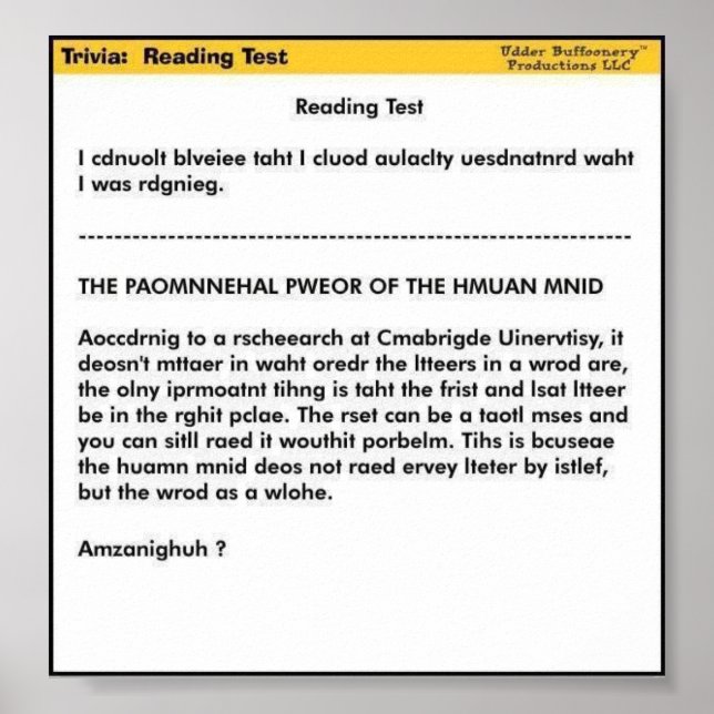 Póster Reading Test (Frente)