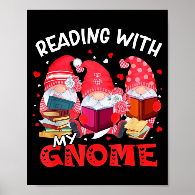 Póster Reading With My Gnomies Books Teacher Librarian Va (Frente)