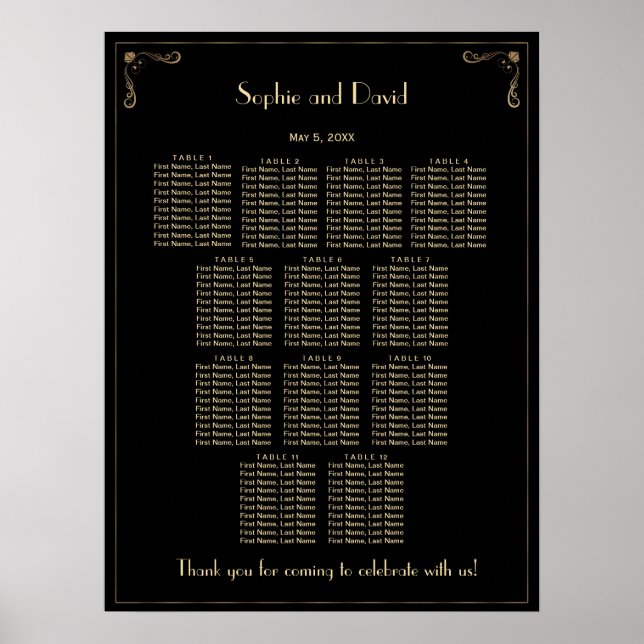 Póster Real Art Deco Gran Gatsby Boda (Frente)