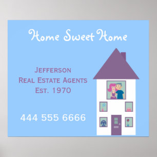 Póster Real Estate Agent Hogar Sweet Home Advertising