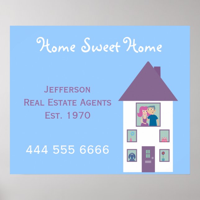Póster Real Estate Agent Hogar Sweet Home Advertising (Frente)