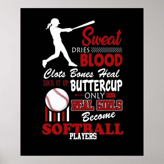 Póster Real Girls Become Softball Players Gift (Frente)