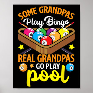 Póster Real Grandpas Funny Pool Player Billiards Billiard