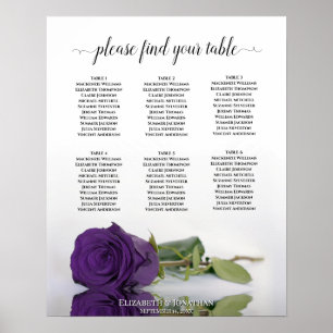 Póster Real Morado Rosa 6 Tabla Boda de asientos