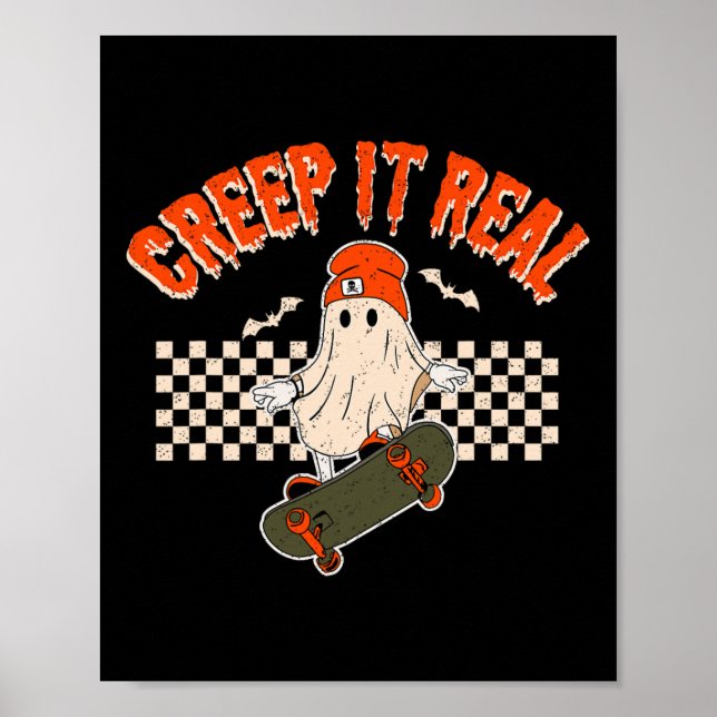 Póster Real Skateboarding Ghost Bats Retro Halloween 2 (Frente)