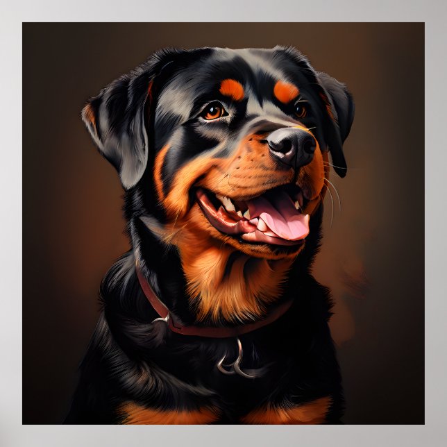 Póster Realismo de Rottweiler Realism Art Retrato (Frente)