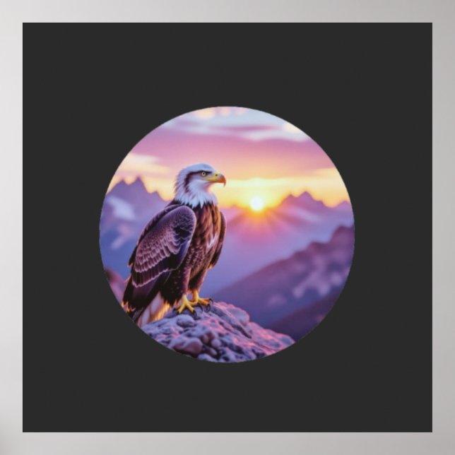 Póster Realistic Eagle on Rock – Majestic Wildlife Scene (Frente)