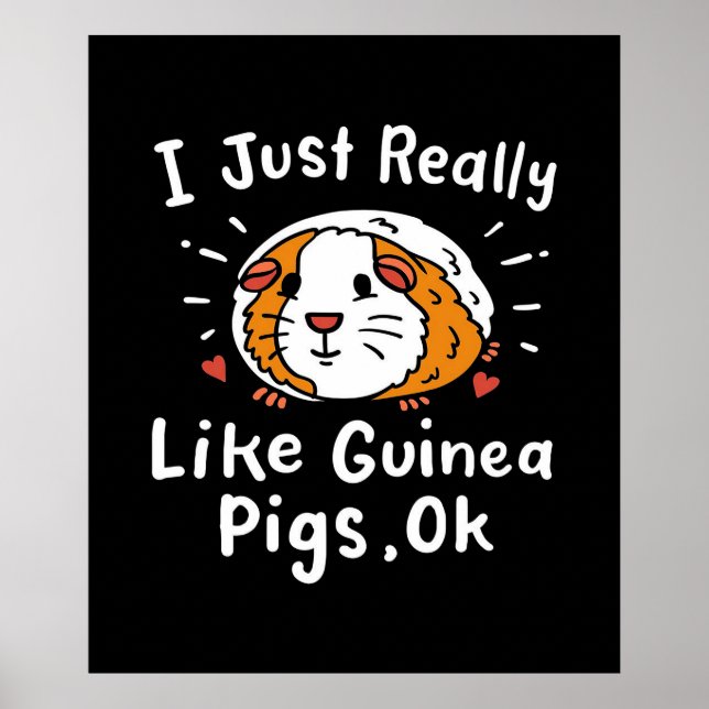 Póster Realmente Me Gusta Guinea Cerdo Kawaii (Frente)