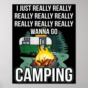 Póster Realmente quiero ir de camping