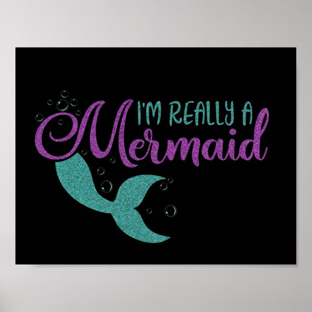 Póster Realmente soy una sirena de Purpurina Verde azulad (Frente)