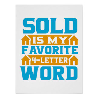 Póster Realtor Gift | VENDER es mi palabra favorita de 4