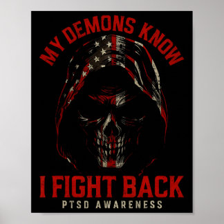 Póster Reaper Ptsd Mis Demonios Saben Que Lucho Con La Sa