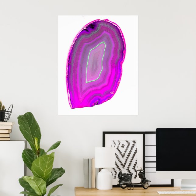 Póster Rebanada de Ágata Magenta Pulida (Oficina en casa)