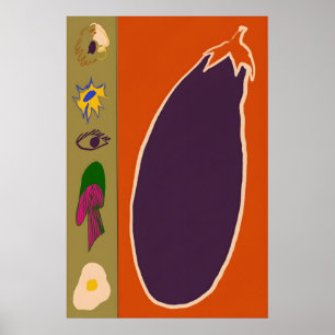 Póster Rebanada de berenjena japonesa abstracta fórmula B