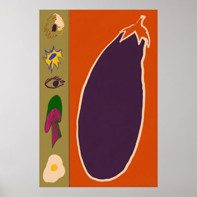 Póster Rebanada de berenjena japonesa abstracta fórmula B (Frente)