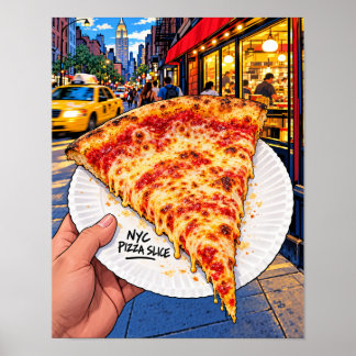 Póster Rebanada de pizza en la calle de NYC