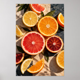 Póster Rebanadas de cítricos coloridos: kit de naranja y 