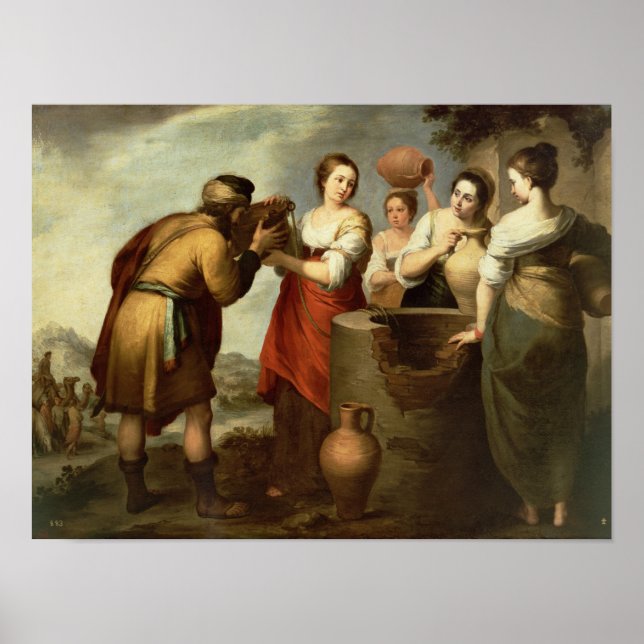 Póster Rebecca y Eliezer en el pozo, c.1665 (Frente)