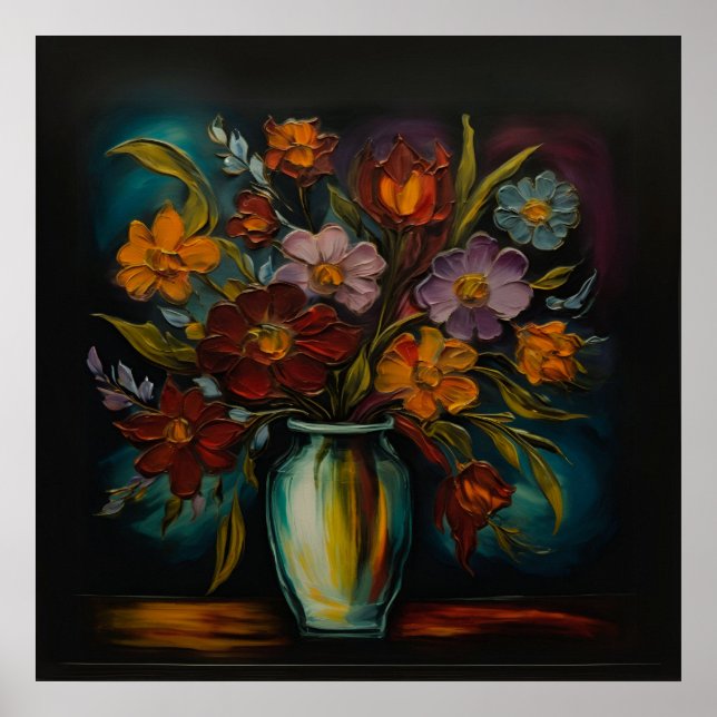 Póster Rebelio floral con pintura de aceite (Frente)