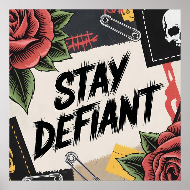 Póster Rebellious Design: "Stay Defiant" Punk Slogan (Frente)