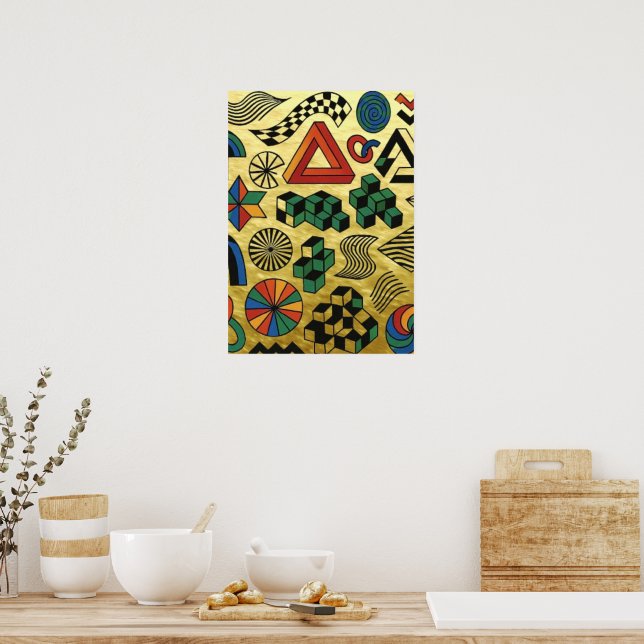 Póster Rebellious Geometries golden (Cocina)
