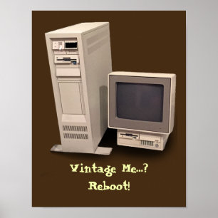 Póster Reboot de computadora de escritorio vintage pequeñ