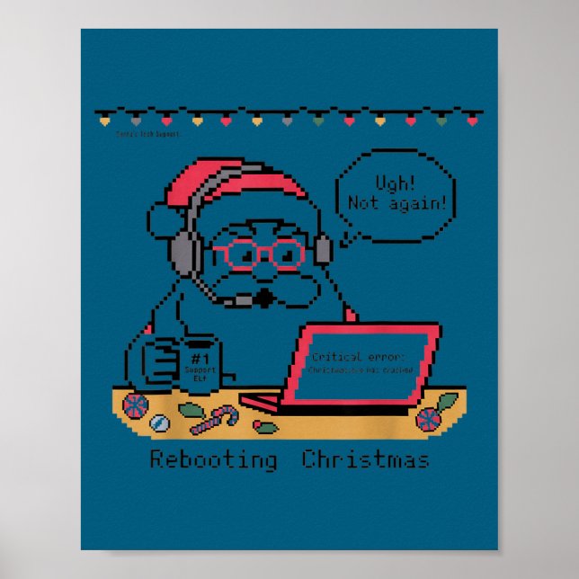 Póster Rebooting Support s Humor Santa Tech (Frente)