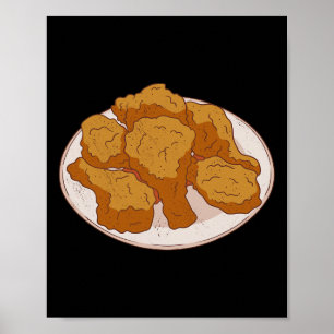 Póster Rebozado de Pollo Frito Jugoso Crujiente Comida Re
