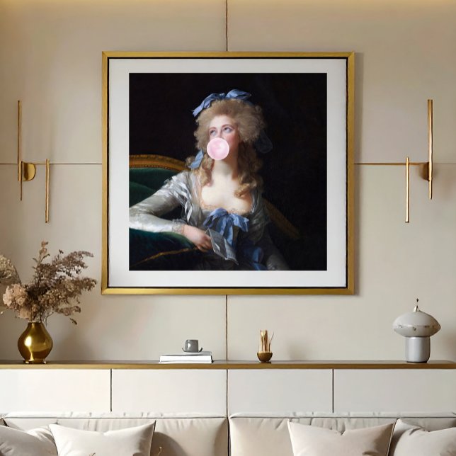 Póster Recatada con chicle rosa (A vintage painting pop art makes for a great statement piece.)
