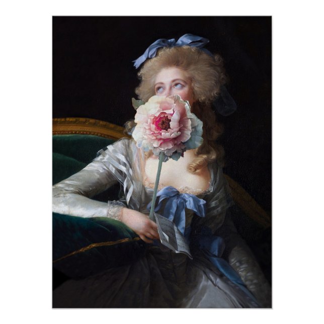 Póster Recatada con Peonía Rosa (Anverso)