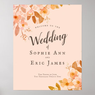 Póster Recepción de Apricot Rubor Floral Boda