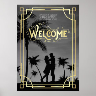Póster Recepción de bienvenida Art Deco Firma tu foto
