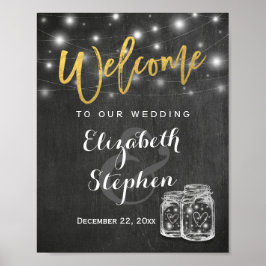 Póster Recepción de bienvenida del Boda Mason Jar String 
