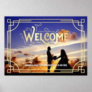 Póster Recepción de Boda Art Deco Bienvenido Agrega tu Fo