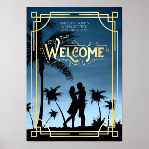 Póster Recepción de boda Art Deco Tu cartel de bienvenida