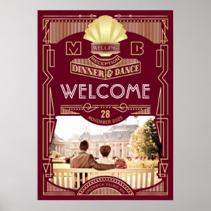 Póster Recepción de boda Art Deco Tu cartel de bienvenida