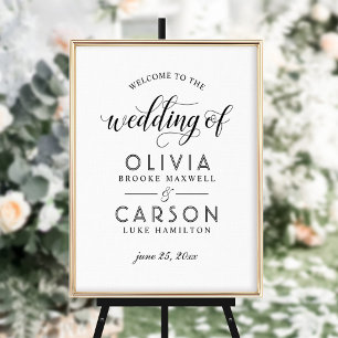 Póster Recepción de Boda con Letra Negra Moderna