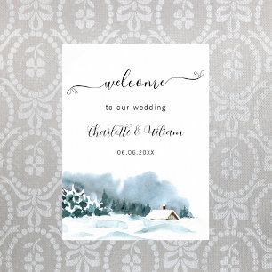 Póster Recepción de boda en un invierno mágico bienvenida