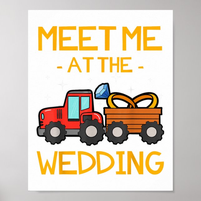 Póster Recepción de boda Ring Bearer Tractor Bride Groom (Frente)