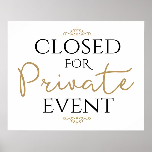 Póster Recepción de bodas, cerrada para evento privado (Frente)