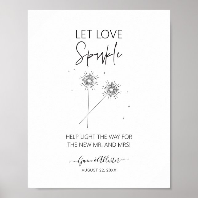 Póster Recepción de bodas de Rótulo Sparkle Love Sendoff  (Frente)