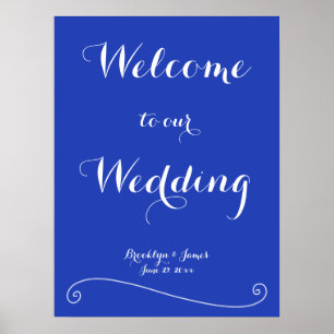 Póster Recepción de la boda azul real personalizado Impri