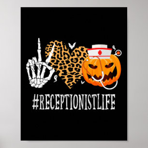 Póster Recepción Paz Amor Calabaza Diversión Halloween Le