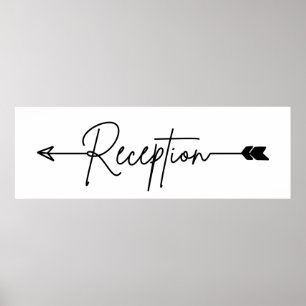 Póster Reception direction sign, wedding arrow sign left