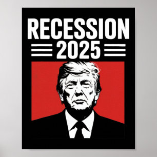 Póster Recesión 2025 Gracias Trump Irónico Político Diver