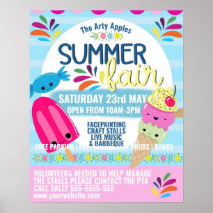 Póster receso veraniego de la feria de verano de la escue