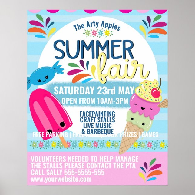 Póster receso veraniego de la feria de verano de la escue (Frente)
