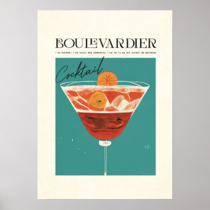 Póster Receta clásica Boulevardier Cocktail